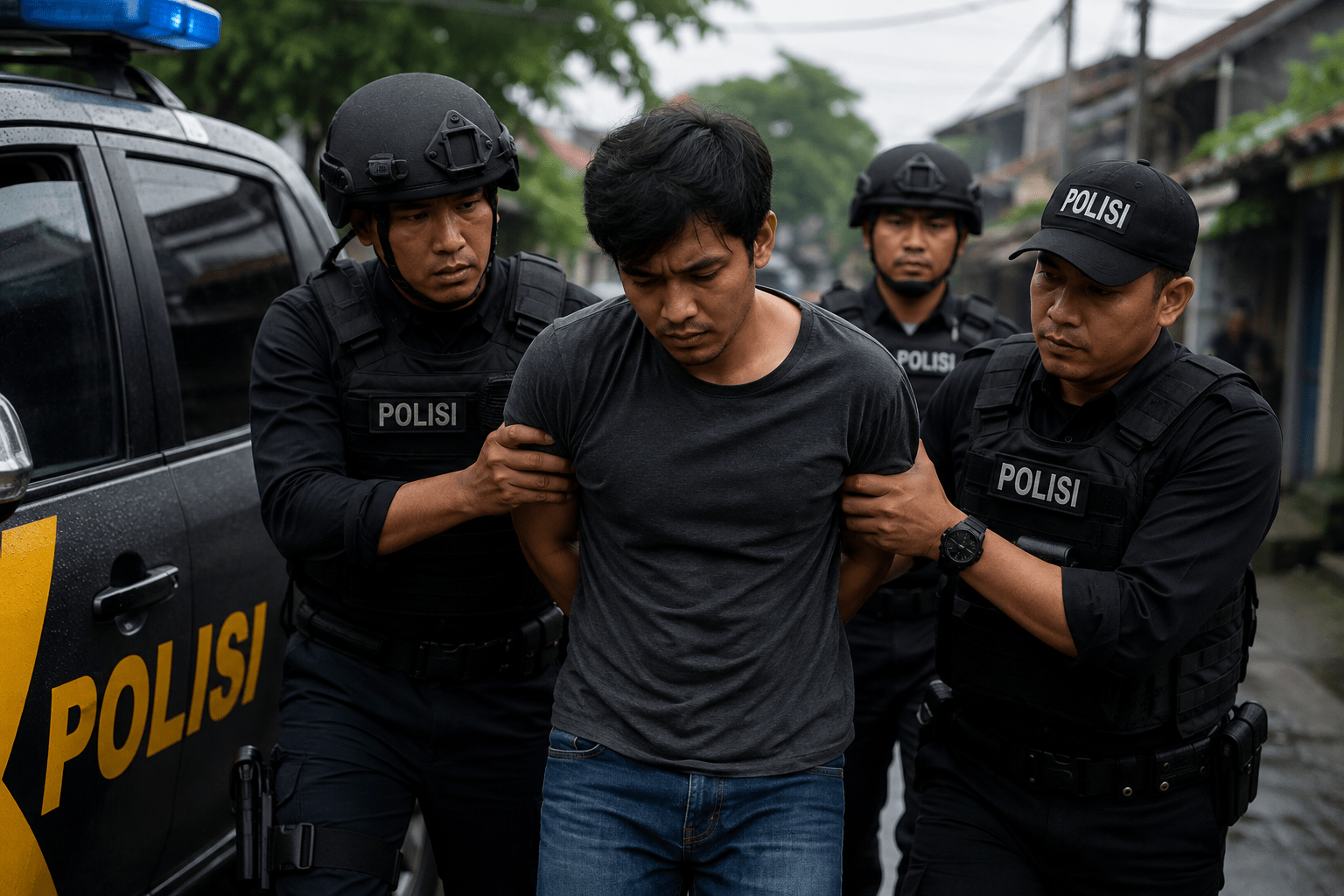 Tersangka di tangkap polisi